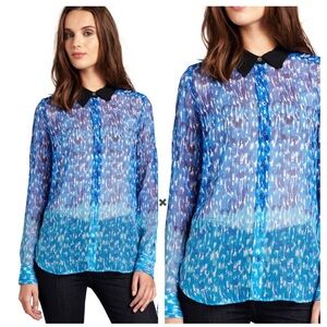 Equipment Abstract Blue Ombré Silk Buttondown